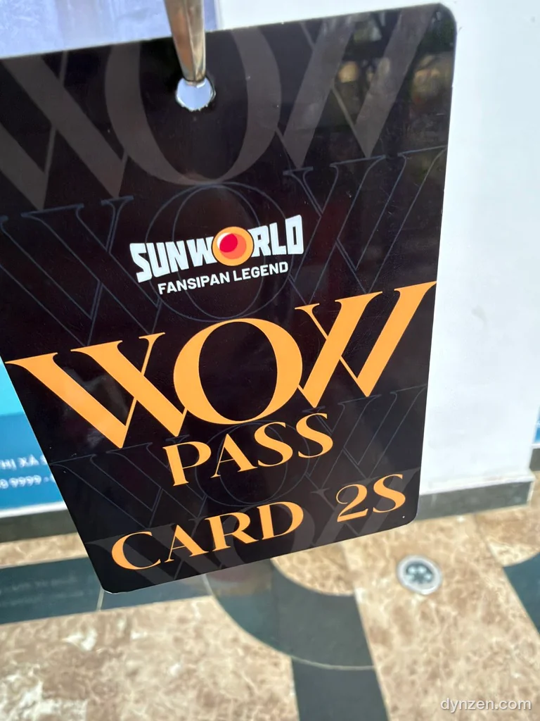 A black card with orange text reading ‘WOW PASS CARD 2S’, from Sun World Fansipan Legend