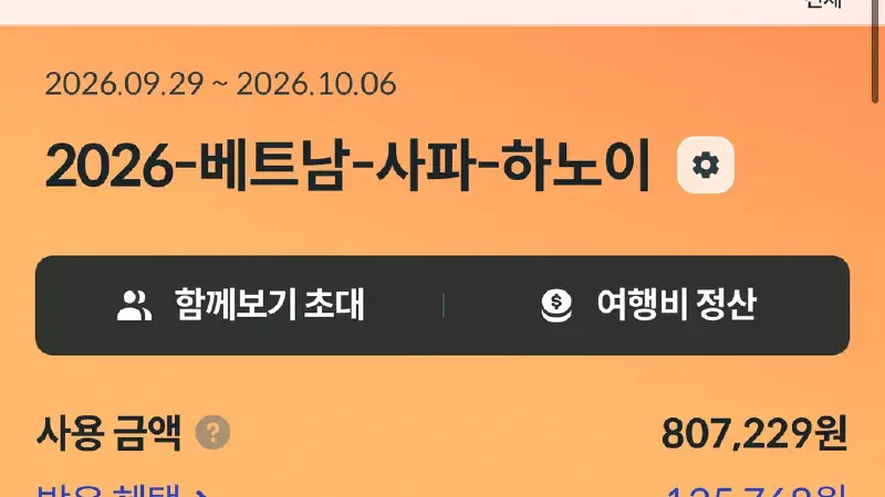 하노이 사파 7박 8일 경비 정산, 트래블로그·그랩 쿠폰