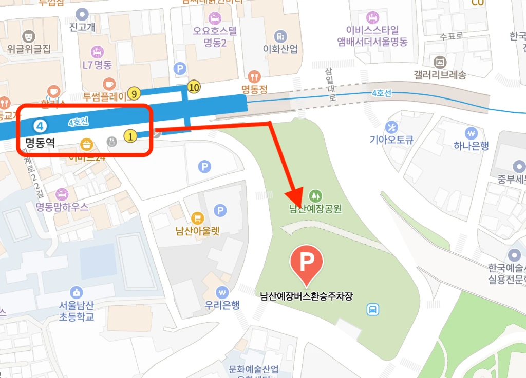 Wayfinding Map from Myeongdong Exit 1