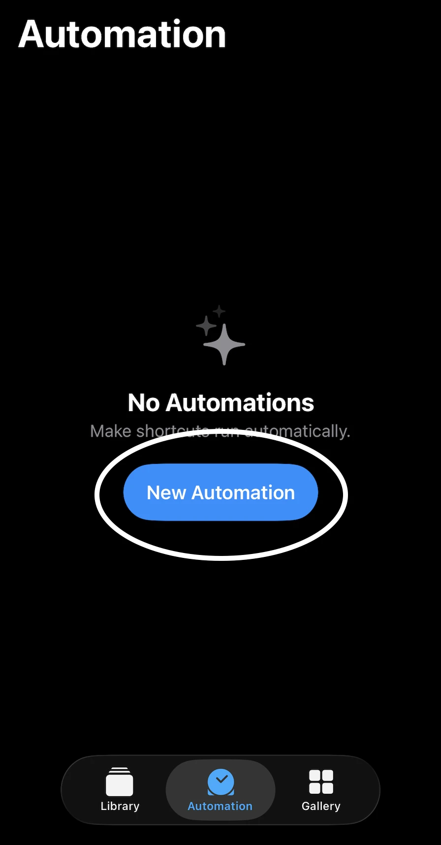 New automation screen