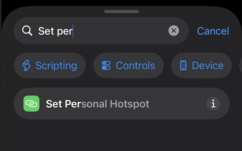 Personal Hotspot search
