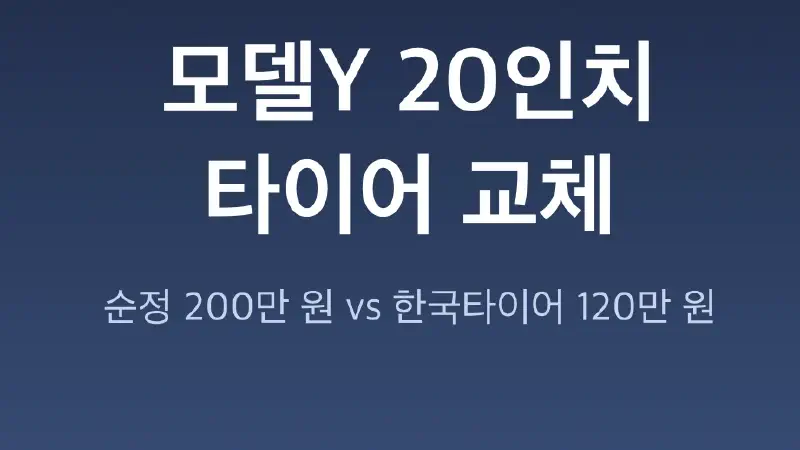 모델Y 20인치 타이어 교체: 순정 200만 vs 한국타이어 120만