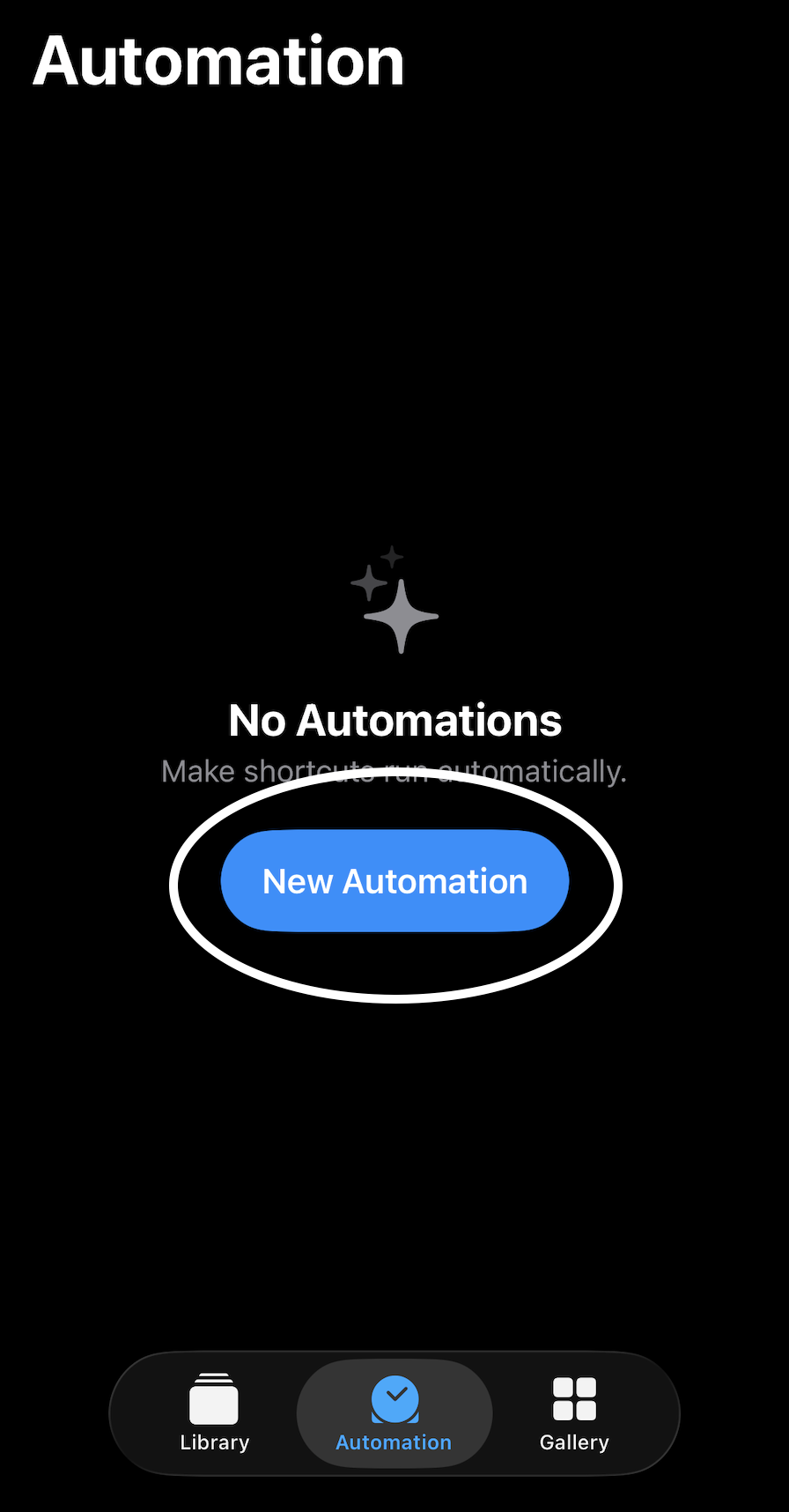 New automation screen
