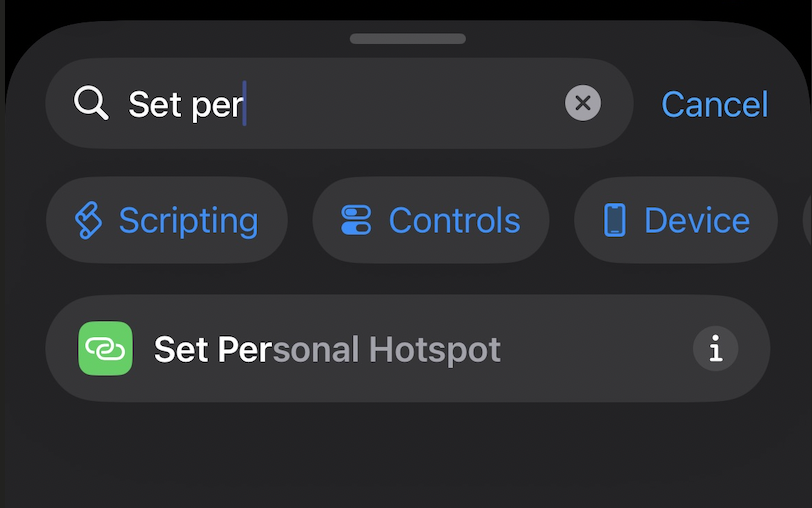 Personal Hotspot search